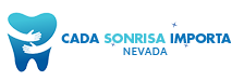 Diente azul con logotipo de Nevada de Every Smile Matters con brazos abrazados